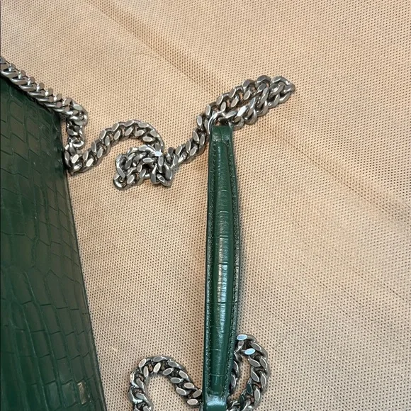 Yves Saint Laurent Dark Green Croc-Embossed Crossbody Bag - Picture 13 of 13